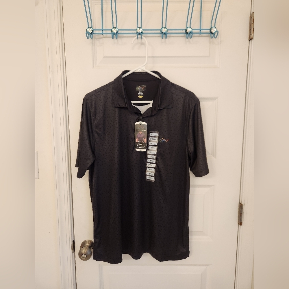 Mens Size S Performance‎ Polo Short Sleeve NWT Shark Black Dark Grey #EE772